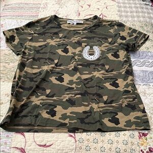 Rodeo Quincy Lucky Lizzy Camouflage T-Shirt with Horseshoe Patch